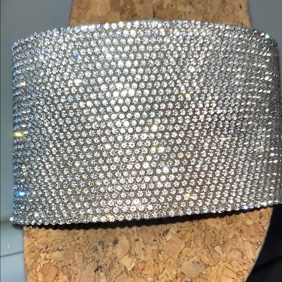 Steve Madden Glittering Silver Slide Sandals - Picture 10 of 11